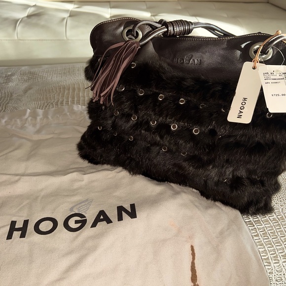 Authentic HOGAN Brown Rabbit, leather and suede shoulder bag. - Picture 3 of 15